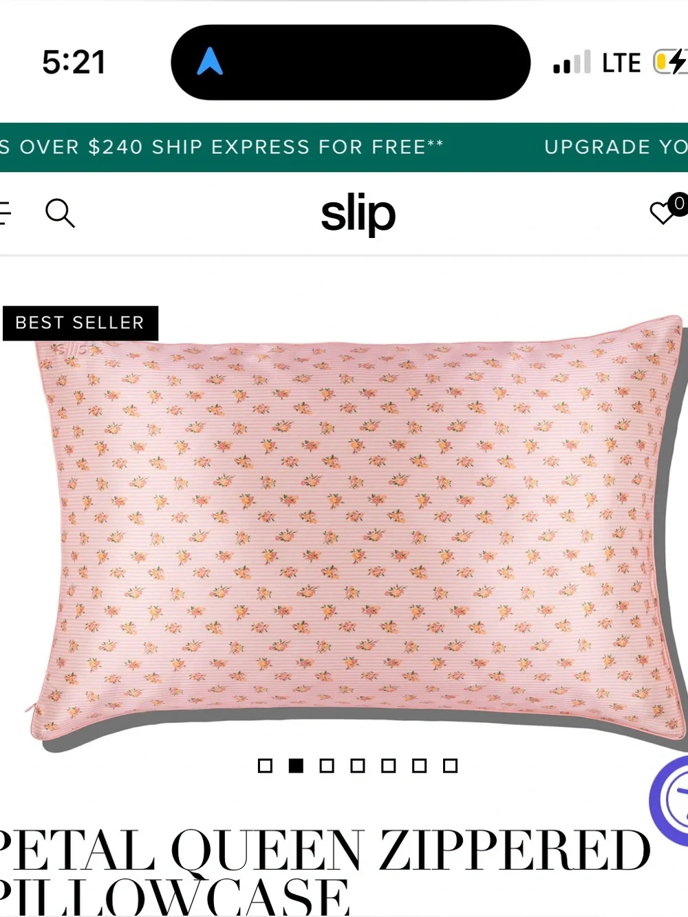 slip Pink Floral Silk Pillowcase Box 🆕